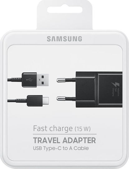 Samsung Încărcător cu Port USB-A și Cablu USB-C Negruς (EP-TA20EBE+EP-DG950CBE Retail)