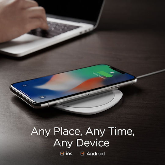 Spigen Ασύρματος Φορτιστής (Qi Pad) 5W Quick Charge 2.0 Λευκός (F305W)