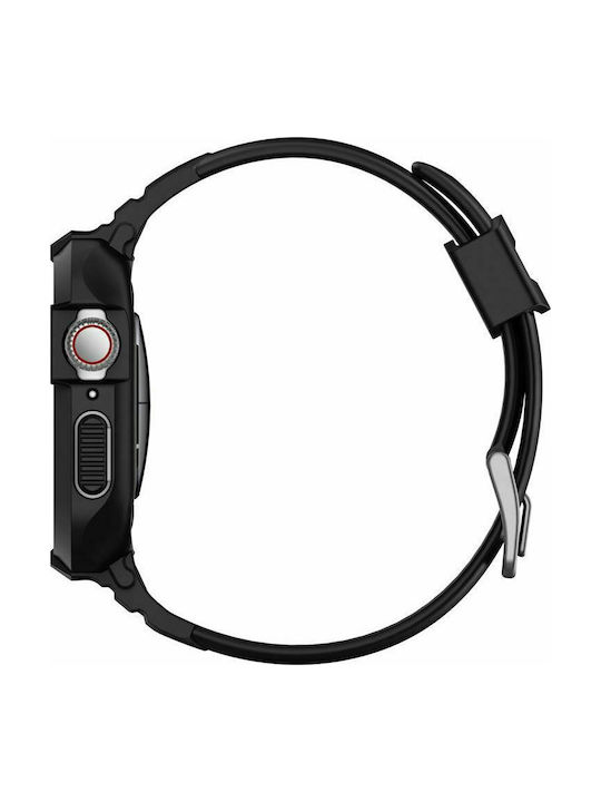 Spigen Rugged Armor Pro Carcasă de Silicon în culoarea Negru pentru Apple Watch 44mm