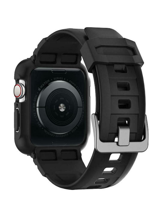 Spigen Rugged Armor Pro Silicone Case in Black color for Apple Watch 44mm
