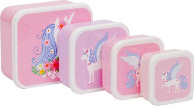 A Little Lovely Company Kids Set Lunch Plastic Box Pink