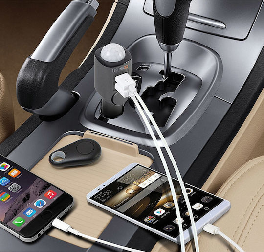 Technaxx Car Charger 5W 1A Fast Charging with Ports: 2xUSB Black Color