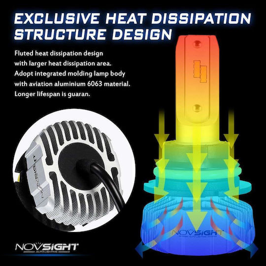 NovSight Lamps Car & Motorcycle H4 LED 6500K Cold White 12-24V 50W 2pcs