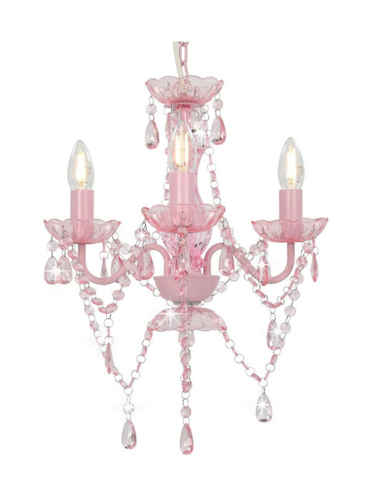 vidaXL Candelabru 3xE14 cu Lumânări Roz 281598