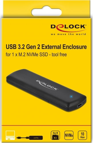 DeLock Θήκη για Σκληρό Δίσκο M.2 PCI Express NVME με σύνδεση USB 3.2 Type-C