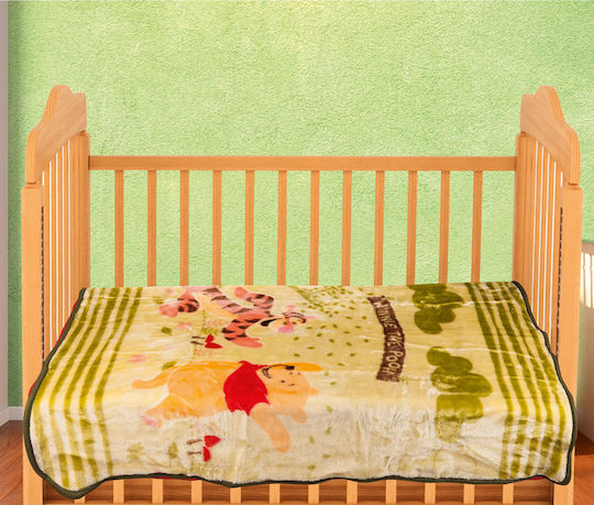Dimcol Decke Kinderbett Winnie Forest Samt Grün 110x140cm