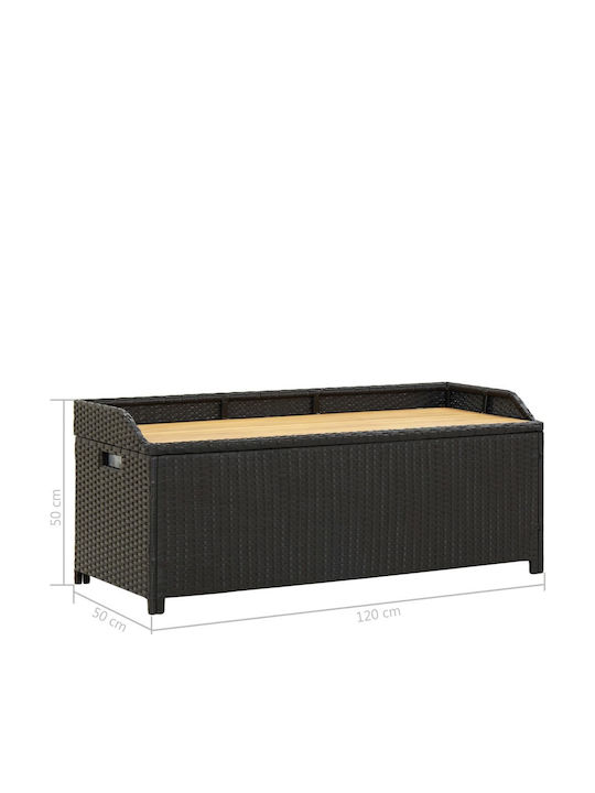 Bench Outdoor Rattan with Chest and Pillows 120x50x50cm