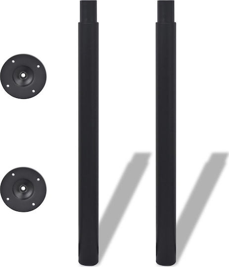 vidaXL Metallic Furniture Leg 2 Pieces Suitable for Table / Coffee Table / Office 6x6x110cm Black