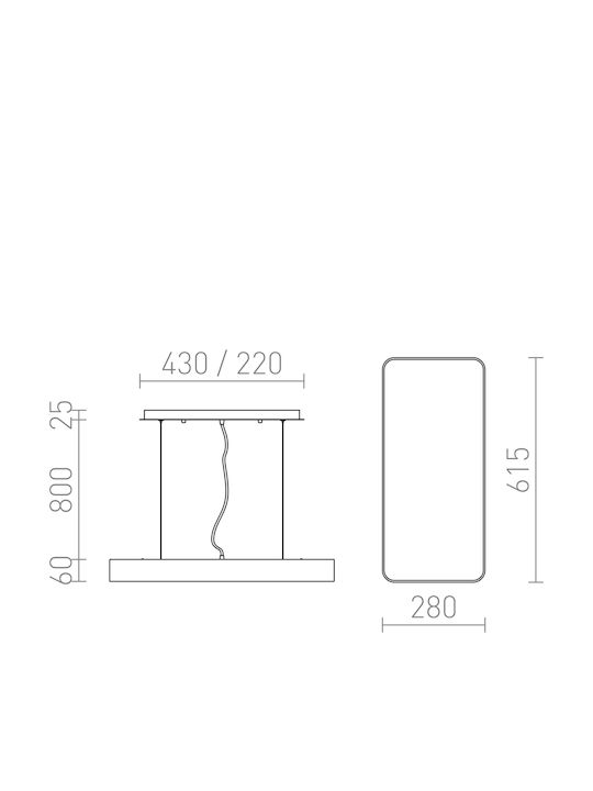 Rendl Light Studio Mensa RC Pendant Κρεμαστό LED Panel 36W με Θερμό Λευκό Φως 3000K