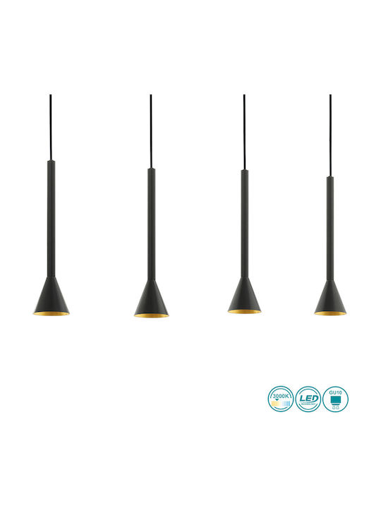 Eglo Cortaderas Pendant Chandelier Rail for 4 Bulbs GU10 Black