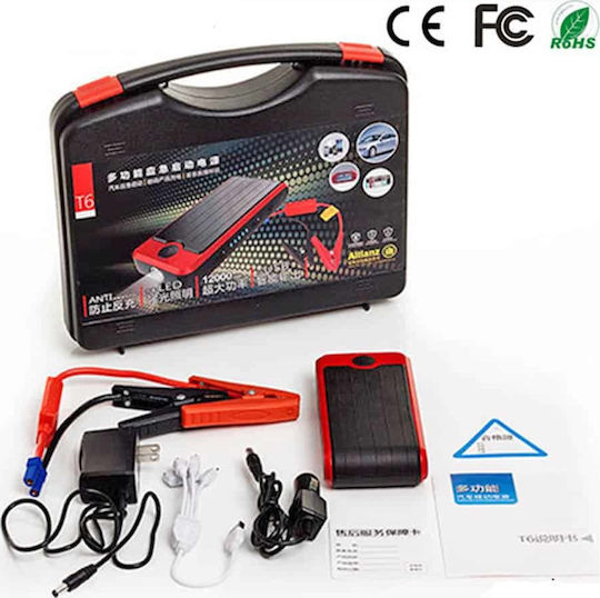 Andowl Pingan T6 Jump Starter Portable Car Battery Jump Starter 12000mAh with Power Bank / Φακό / USB 12V 12000mAh