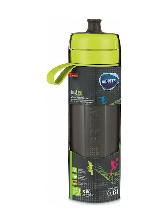Brita Fill & Go Active Παγούρι Πλαστικό με Στόμιο και Φίλτρο 600ml Μαύρο Lime