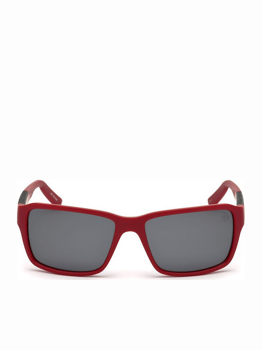 Timberland Men's Sunglasses with Red Plastic Frame and Gray Polarized Lens TB9155-67D