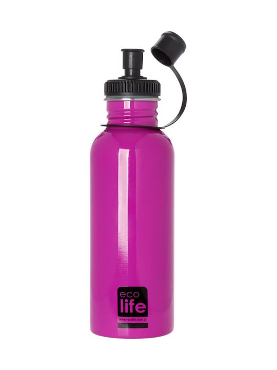 Ecolife Ανοξείδωτο Παγούρι 600ml Ροζ Sports Edition