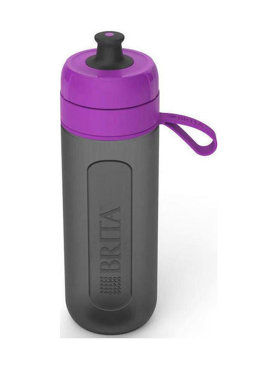Brita Fill & Go Active Plastic Water Bottle with Mouthpiece and Filter 600ml Black Purple