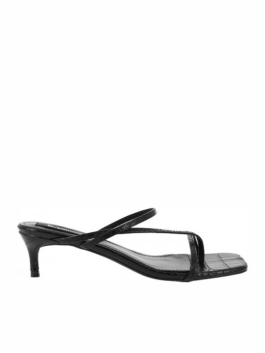 IQ Shoes Women's Sandals 1G-0196 Black with Thin Medium Heel