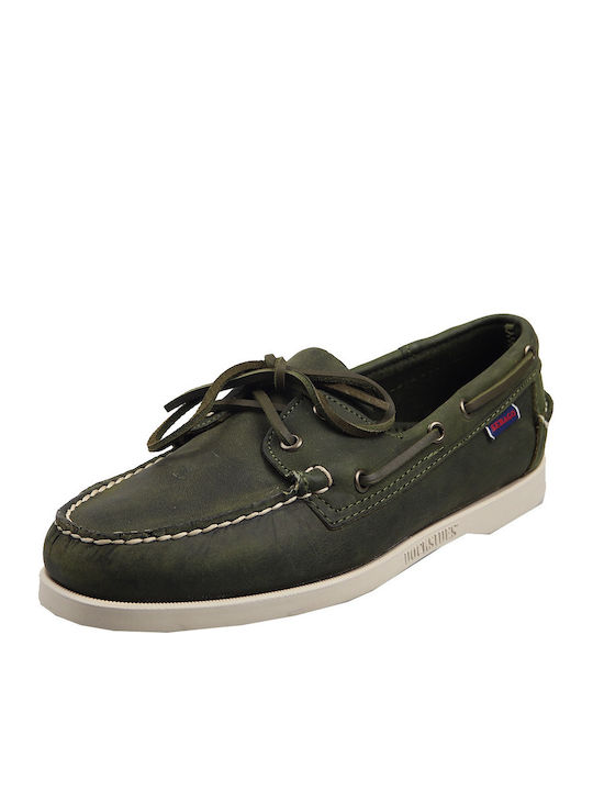 Docksides Portland Crazy H Men's Leather Boat Shoes Green