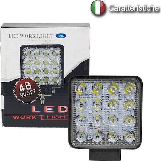 Squareς Waterproof Headlights Car LED Universal 12 - 32V 48W 10cm 1pcs