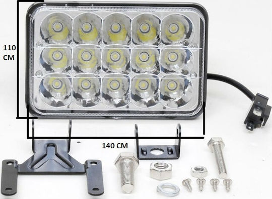 LED Headlight Universal 10-30V 45W 14cm with White Lighting 1pcs