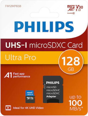 Philips Ultra Pro microSDXC 128GB Klasse 10 U3 V30 UHS-I mit USB-Lesegerät