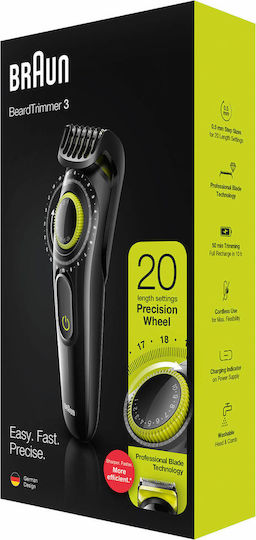 Braun Beard Trimmer 3 Rechargeable Hair Clipper Black BT3221