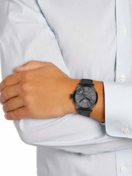 TW Steel MC Edition Ανδρικό Ρολόι 42mm Μπαταρίας με Μαύρο Δερμάτινο Λουράκι