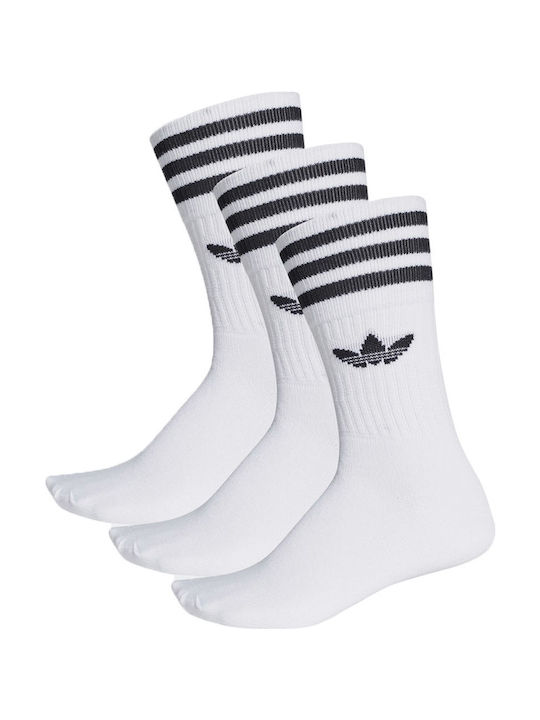 Adidas Solid Αθλητικές Κάλτσες Λευκές 3 Ζεύγη