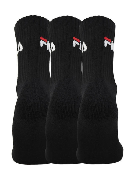 FILA Uni Nos Socks 3 Pack Athletic Socks Black 3 Pairs