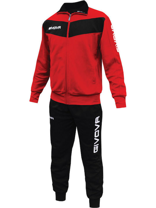 Visa Football Tracksuit Glossy with Elastic Red