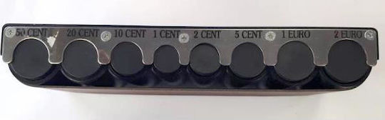 Metal Portable Coin Holder with 8 Slots 20x3.5x7.5cm Eurocash 02