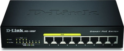 D-Link DGS-1008P Unmanaged L2 PoE Switch with 8 Gigabit (1Gbps) Ethernet Ports