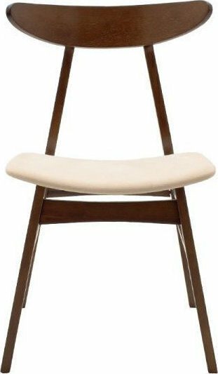Orlean Καρέκλα Κουζίνας Ξύλινη Καρυδί / Μπεζ 49x53.5x78εκ.