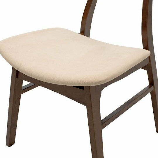 Orlean Καρέκλα Κουζίνας Ξύλινη Καρυδί / Μπεζ 49x53.5x78εκ.