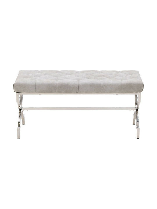 Stool Bench Stool Upholstered with Leatherette Gray 99x43x46cm