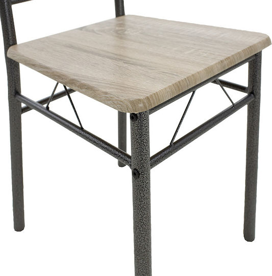 Τραπέζι Κουζίνας Roza με 4 Καρέκλες 120x70εκ. Sonoma / Ανθρακί