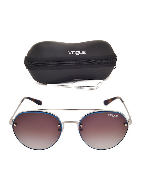Vogue Women's Sunglasses with Gold Metallic Frame and Grey Gradient Lenses