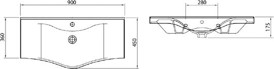 KLP Basic Încorporat Chiuvetă Porțelan 80x45x17.5cm Alb