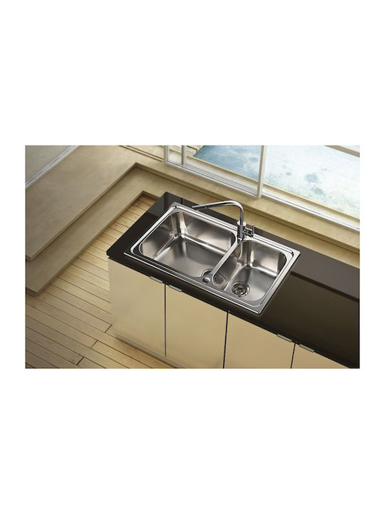 Apell Linear 8520 8520-110 Drop-In Sink Left Inox Satin W86xD50cm Silver