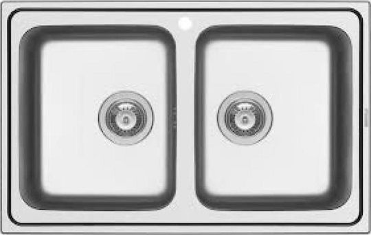 Pyramis Alea 2B 107157701 Drop-In Sink Inox Satin W86xD50cm Silver