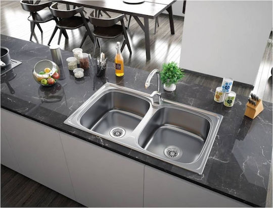 Karag BL 898 Ένθετος Νεροχύτης Inox Σατινέ Μ86xΠ50cm Ασημί