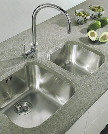 Pyramis Iris 1B 100009501 Undermount Sink Inox Satin W36.2xD42.2cm Silver
