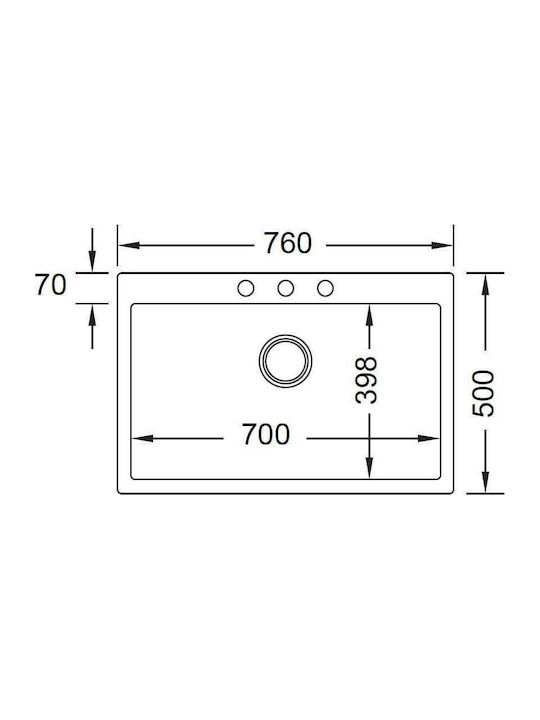Duralit KZ075 KZ075-500 Drop-In Spüle aus Verbundgranulat B76xT50cm Beige Avena