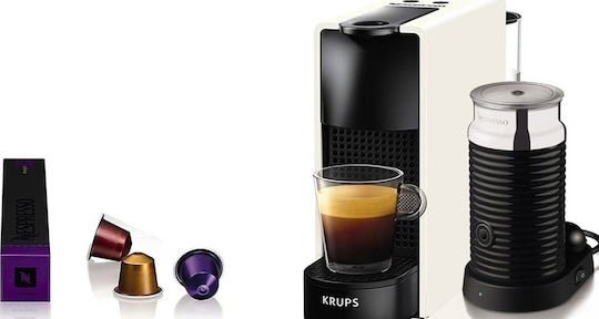 Krups Essenza Mini Pod Coffee Machine Nespresso Pressure 19bar with Milk Frother White
