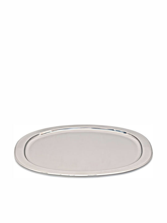 Skamagas Servierplatte 40x28cm Servierplatte Oval Rostfreier Stahl Silber 40x28cm 1Stück