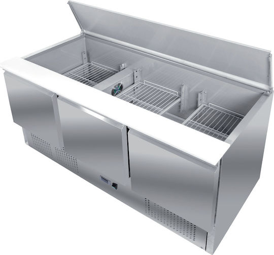 Karamco Edelstahl Kühltisch Salat 240Es mit 2 Türen und Kühlaggregat +2/+8°C L90xB70xH85cm SF900