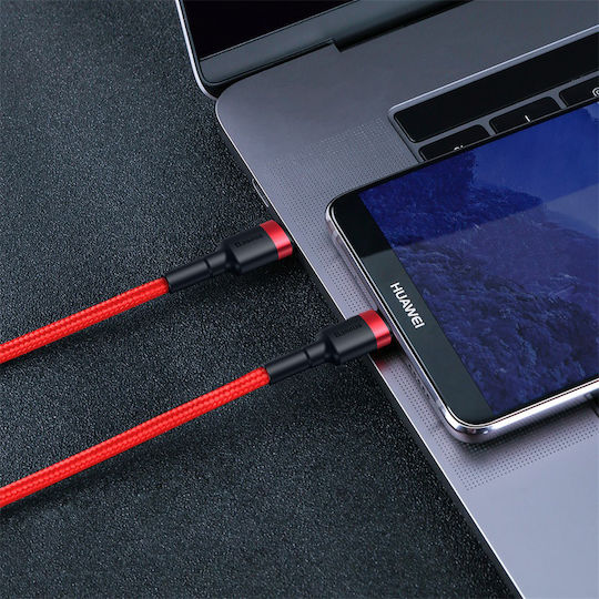 Baseus Cafule Braided USB 2.0 Cable USB-C Male - USB-C 60W Red 1m CATKLF-G09