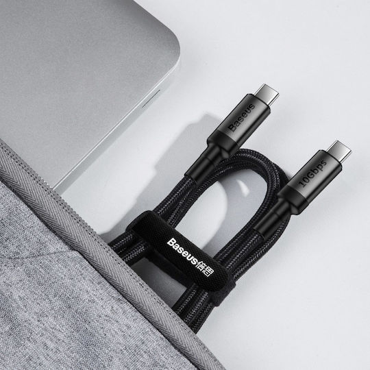 Baseus Cafule Плетена USB 3.2 Кабел USB-C мъжки - USB-C мъжки 100W Сив 1м (CATKLF-SG1)