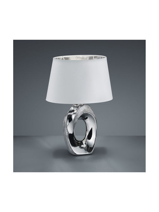 Trio Lighting Taba Ceramic Table Lamp for Socket E14 with Silver Shade and Base