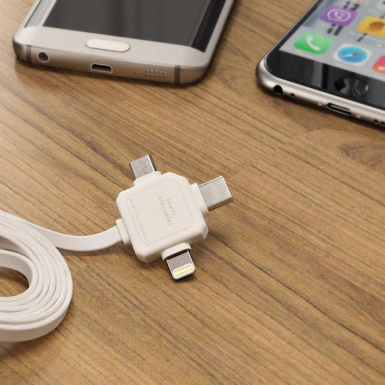 Allocacoc Flat USB to Lightning,Type-C,micro USB Cable Γκρι 1,5m (9003GY/USBC15)
