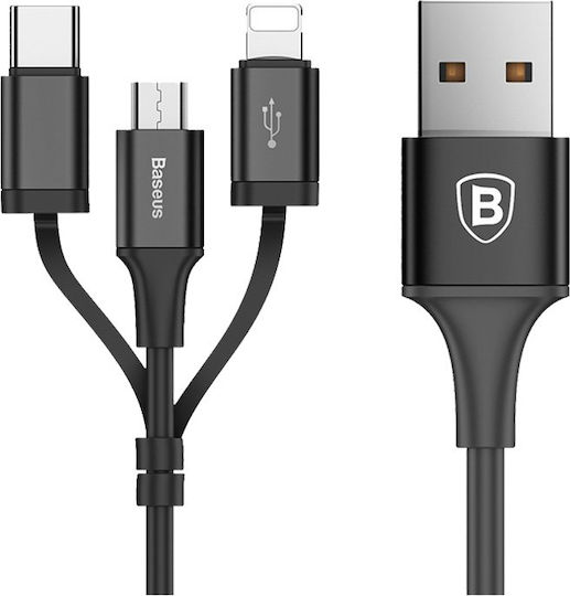 Baseus Excellent 3in1 Regular USB to Lightning / Type-C / micro USB 1.2m 2A Cable (CA3IN1-ZY01)